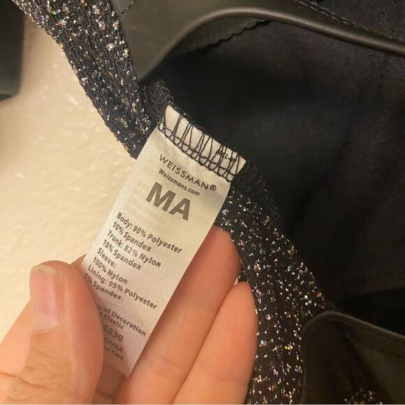 Weissman Elite dance costume Black puff sleeve leotard Control D12755 adult MA - Picture 8 of 12